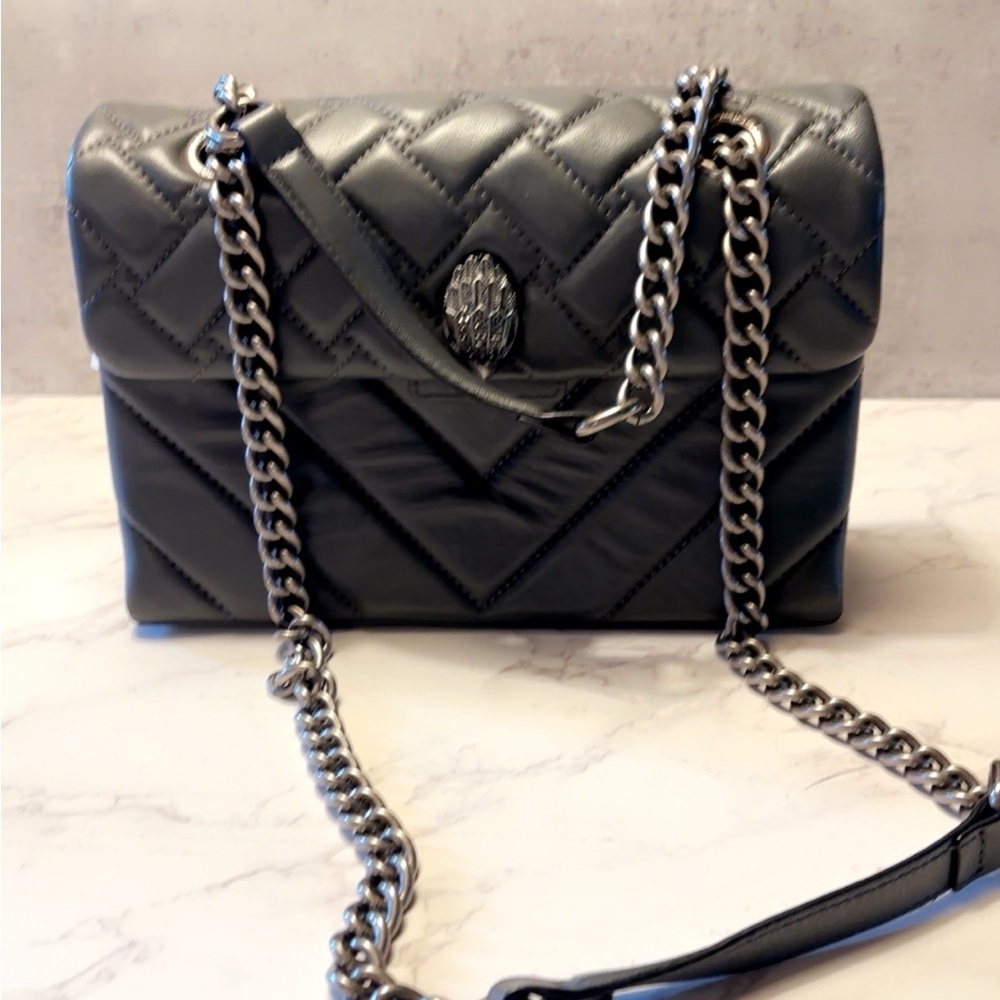 Elegant Kurt Geiger Gray Quilted Chain Bag